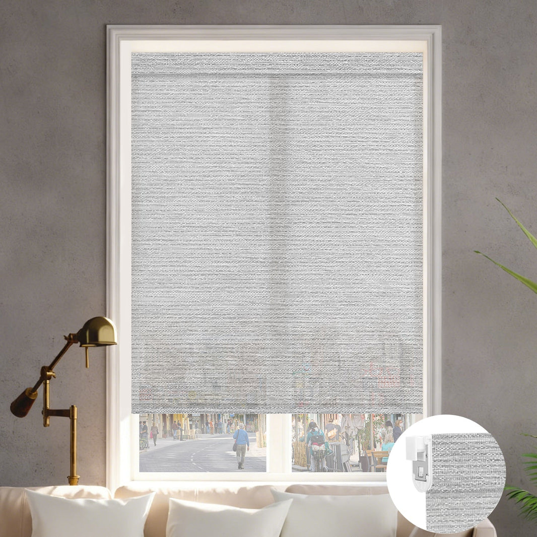 Kincmo No Drill Roller Shades, Motorized 60% Blackout Light Filtering - Atlantic