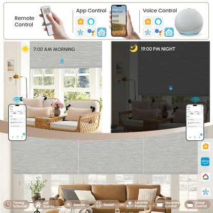 Kincmo Motorized Roller Shades 100% Blackout - Atlantic