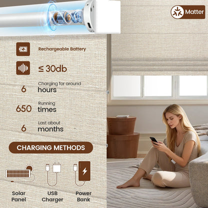 Kincmo Motorized Roman Shades 100% Blackout - Aurora
