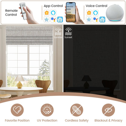 Kincmo Motorized Roman Shades 100% Blackout - Aurora