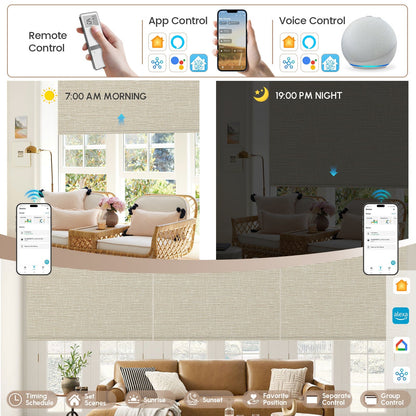 Kincmo No Drill Roller Shades, Motorized 100% Blackout - Classic