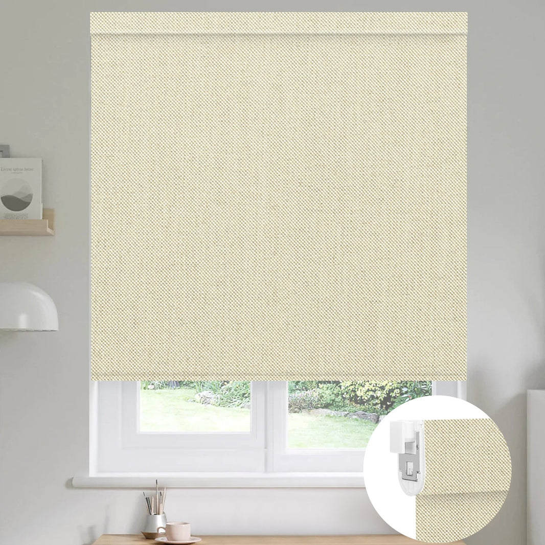 Kincmo No Drill Roller Shades, Motorized 100% Blackout - Dual Sided
