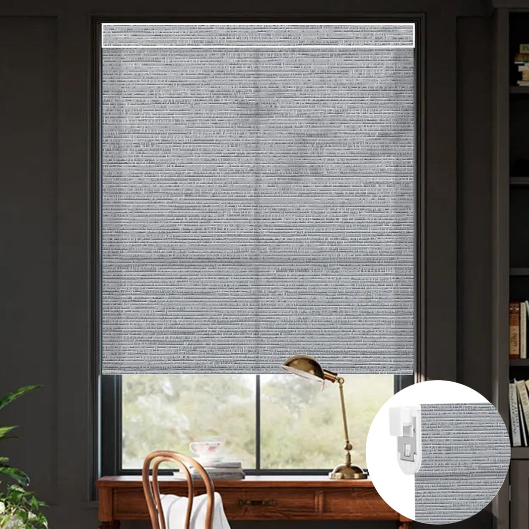 Kincmo No Drill Roller Shades, Motorized 75% Blackout Light Filtering - Elegant