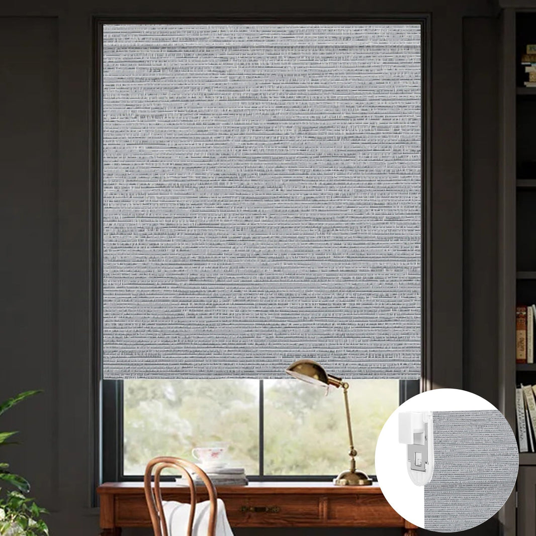 Kincmo No Drill Roller Shades, Motorized 100% Blackout - Elegant