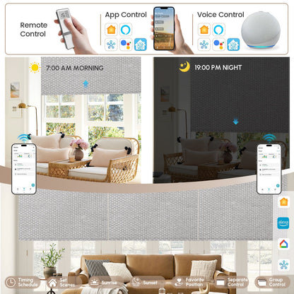 Kincmo No Drill Roller Shades, Motorized 100% Blackout - Groove