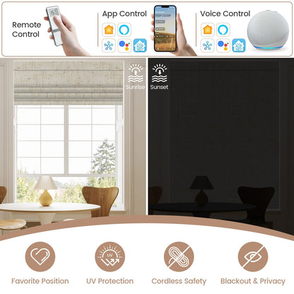 Kincmo Motorized Roman Shades 100% Blackout - Linen