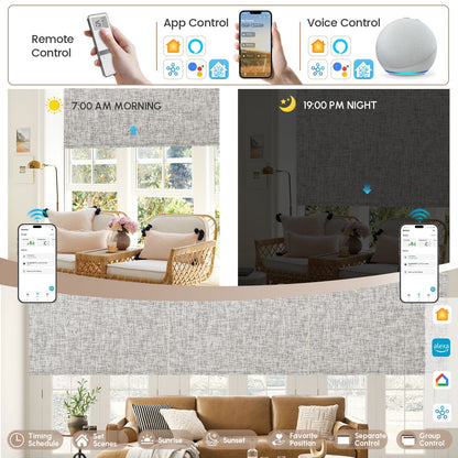 Kincmo No Drill Roller Shades, Motorized 100% Blackout - Mist