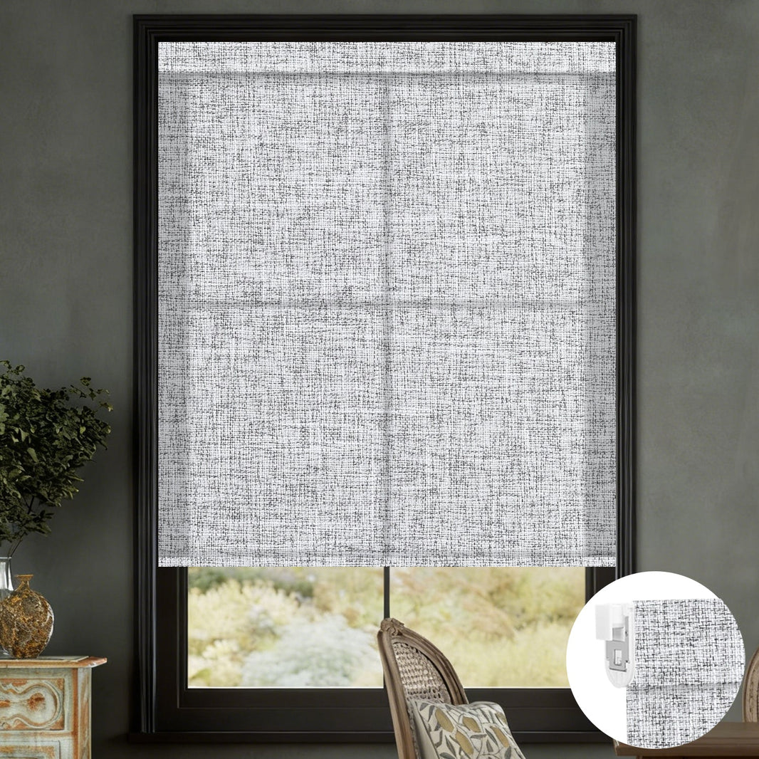 Kincmo No Drill Roller Shades, Motorized 75% Blackout Light Filtering - Mist