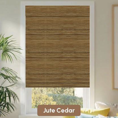Kincmo Motorized Woven Wood Shades 50%/70%/100% Blackout - Natural Rustic