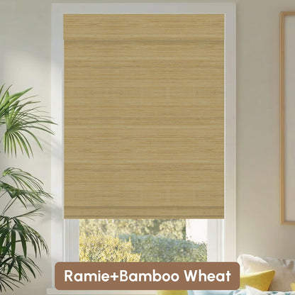 Kincmo Motorized Woven Wood Shades 50%/70%/100% Blackout - Natural Rustic