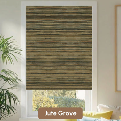 Kincmo Motorized Woven Wood Shades 50%/70%/100% Blackout - Natural Rustic