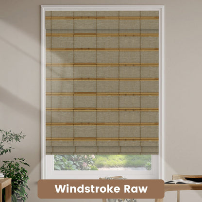 Kincmo Motorized Natural Woven Wood Shades 50%/70%/100% Blackout - Designer