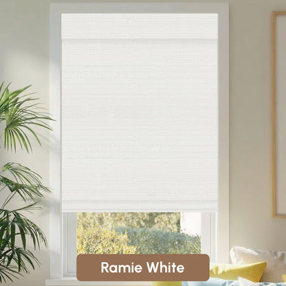 Kincmo Motorized Woven Wood Shades 50%/70%/100% Blackout - Natural Rustic