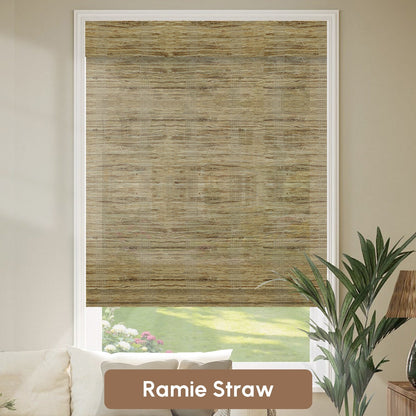 Kincmo Motorized Woven Wood Shades 50%/70%/100% Blackout - Organic Texture