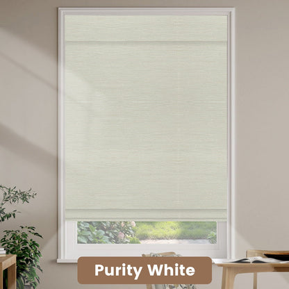 Kincmo Motorized Natural Woven Wood Shades 50%/70%/100% Blackout - Designer