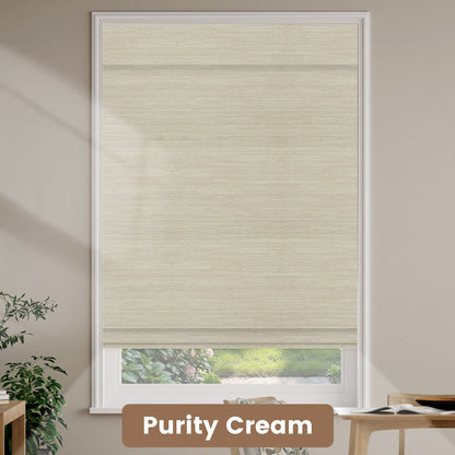 Kincmo Motorized Natural Woven Wood Shades 50%/70%/100% Blackout - Designer