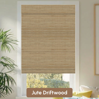 Kincmo Motorized Woven Wood Shades 50%/70%/100% Blackout - Natural Rustic