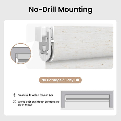 Kincmo No Drill Roller Shades, Motorized 100% Blackout - Weave