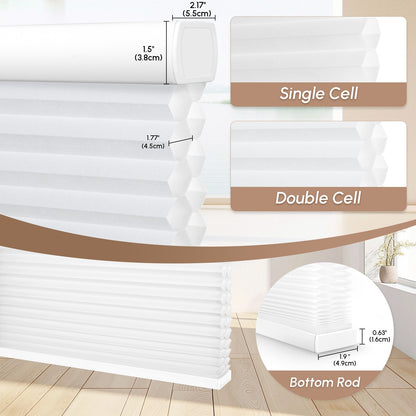 Kincmo No Drill Cellular Shades, Motorized Light Filtering | Double-Cell
