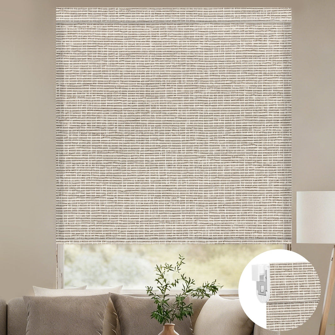 Kincmo No Drill Roller Shades, Motorized 75% Blackout Light Filtering - Classic