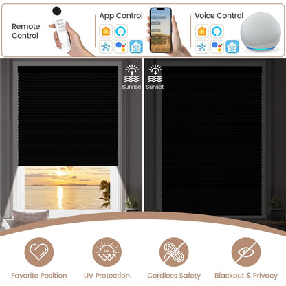 Kincmo No Drill Cellular Shades, Motorized 100% Blackout